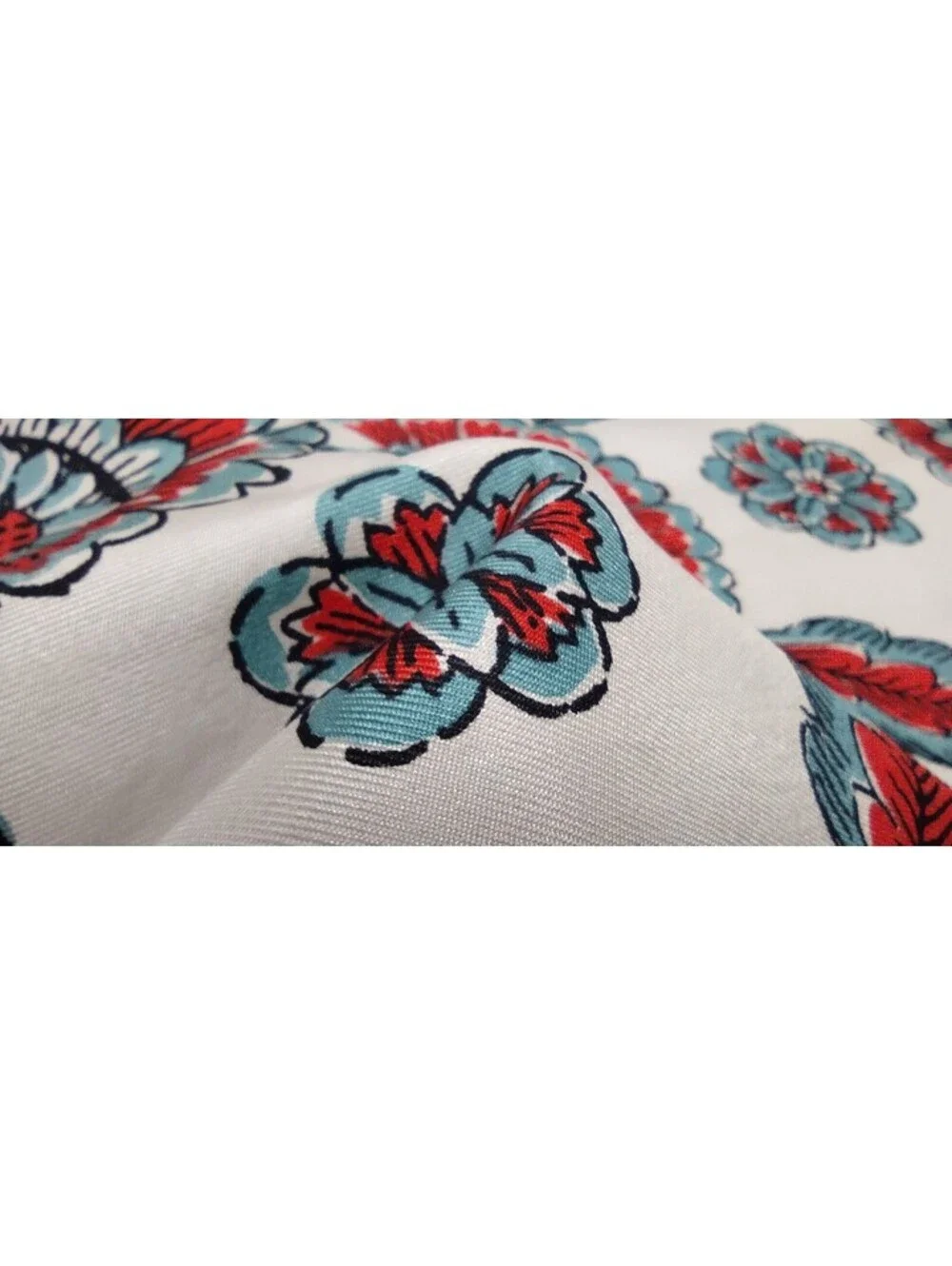 Vintage Glentex 1950s Bohemian Indian Scarf Terra Orange Floral 50s Blue Border
